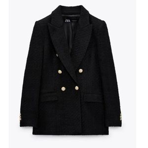 Zara textured double breasted blazer